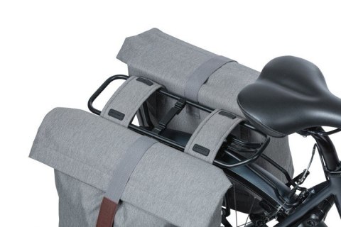 Sakwa miejska podwójna BASIL CITY DOUBLE PANNIER BAG 28-32L, Universal Bridge System, wodoodporna grey melee (NEW) Sakwa miejska podwójna BASIL CITY DOUBLE PANNIER BAG 28-32L, Universal Bridge System, wodoodporna grey melee (NEW)