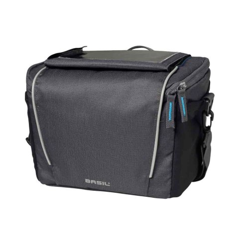 Torba na kierownicę BASIL SPORT DESIGN HANDLEBAR BAG BAG KF 7L, graphite + Płytka mocująca do kosza BASIL BASEASY + KLICKFIX ADA Torba na kierownicę BASIL SPORT DESIGN HANDLEBAR BAG BAG KF 7L, graphite + Płytka mocująca do kosza BASIL BASEASY + KLICKFIX ADA