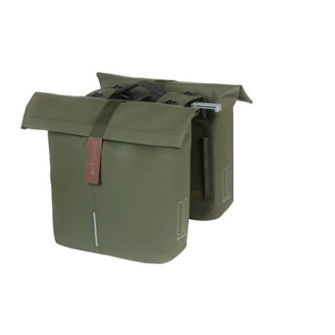 Sakwa miejska podwójna BASIL CITY DOUBLE PANNIER BAG MIK 28-32L, MIK System (ready to go), moss green (NEW) Sakwa miejska podwójna BASIL CITY DOUBLE PANNIER BAG MIK 28-32L, MIK System (ready to go), moss green (NEW)
