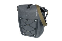 Sakwa pojedyncza BASIL NAVIGATOR STORM SINGLE PANNIER BAG MIK SIDE L 25-31 L, MIK System (ready to go) wodoodporna grey black (