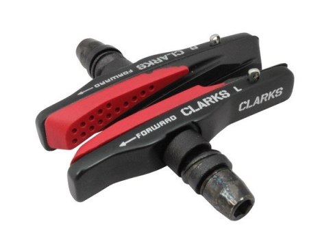 Klocki hamulcowe CLARKS CPS959, 72mm, Lekka obudowa aluminiowa, Warunki Suche i Mokre, MTB, V-brake, Czerwono-czarne