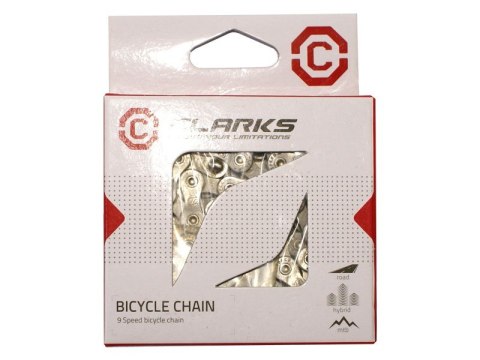 Łańcuch rowerowy CLARKS C9, 9-rzędowy,116 ogniw, 1/2"x11/128", Spinka, Standard, Szosa/MTB, Ciemny Łańcuch rowerowy CLARKS C9, 9-rzędowy,116 ogniw, 1/2"x11/128", Spinka, Standard, Szosa/MTB, Ciemny