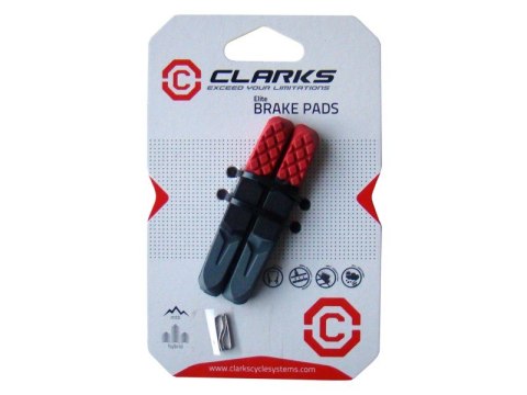 Okładziny hamulcowe CLARKS CPS501, 72mm, Warunki Suche i Mokre, MTB, V-brake, Czerwono-czarno-szare Okładziny hamulcowe CLARKS CPS501, 72mm, Warunki Suche i Mokre, MTB, V-brake, Czerwono-czarno-szare