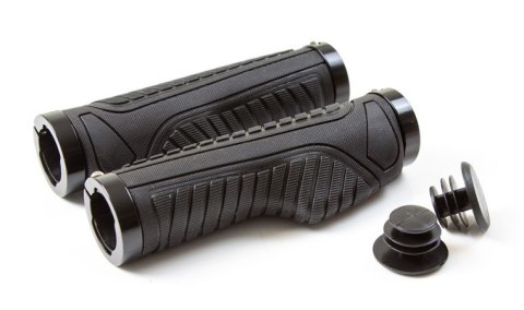 Chwyty kierownicy CLARKS CE-312, LOCK-ON, Ergonomiczne, Czarne, Pierścienie czarne aluminiowe Chwyty kierownicy CLARKS CE-312, LOCK-ON, Ergonomiczne, Czarne, Pierścienie czarne aluminiowe