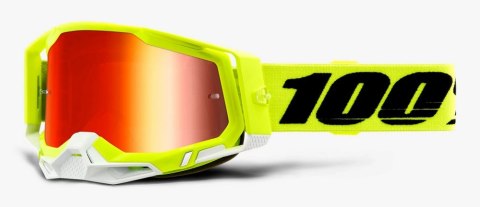 Gogle 100% RACECRAFT 2 ATTACK YELLOW (Szyba Czerwona Lustrzana Anti-Fog, LT 38%+/-5% + Szyba Przezroczysta Anti-Fog, LT 88%-92% 