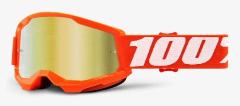 Gogle 100% STRATA 2 JUNIOR ORANGE (Szyba Złota Lustrzana Anti-Fog, LT 28%+/-5%) (WYPRZEDAŻ -50%)