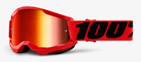 Gogle 100% STRATA 2 JUNIOR RED (Szyba Czerwona Lustrzana Anti-Fog, LT 38%+/-5%) (WYPRZEDAŻ -50%)