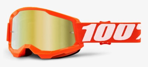 Gogle 100% STRATA 2 ORANGE (Szyba Złota Lustrzana Anti-Fog, LT 28%+/-5%) (WYPRZEDAŻ -50%)