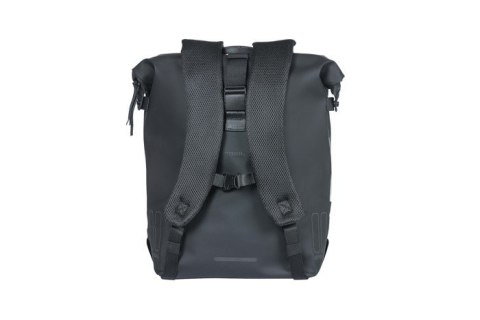 Plecak/Sakwa rowerowa BASIL SOHO BACKPACK NORDLICHT17L, mocowanie na haki Hook-On System, wodoodporny poliester, oświetlenie, ni Plecak/Sakwa rowerowa BASIL SOHO BACKPACK NORDLICHT17L, mocowanie na haki Hook-On System, wodoodporny poliester, oświetlenie, ni
