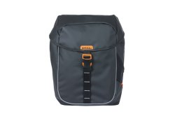 Sakwa miejska podwójna BASIL MILES TARPAULIN DOUBLE PANNIER BAG 34L, Universal Bridge System, 100% wodoodporna black orange (NEW
