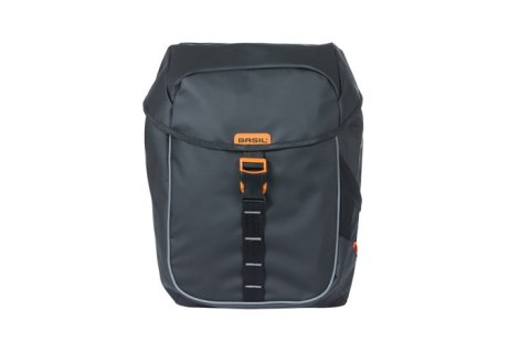 Sakwa miejska podwójna BASIL MILES TARPAULIN DOUBLE PANNIER BAG 34L, Universal Bridge System, 100% wodoodporna black orange (NEW Sakwa miejska podwójna BASIL MILES TARPAULIN DOUBLE PANNIER BAG 34L, Universal Bridge System, 100% wodoodporna black orange (NEW