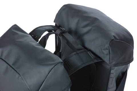 Sakwa miejska podwójna BASIL MILES TARPAULIN DOUBLE PANNIER BAG 34L, Universal Bridge System, 100% wodoodporna black orange (NEW Sakwa miejska podwójna BASIL MILES TARPAULIN DOUBLE PANNIER BAG 34L, Universal Bridge System, 100% wodoodporna black orange (NEW