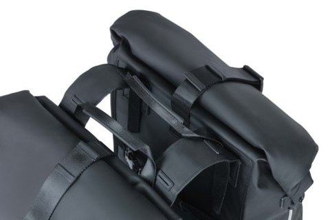Sakwa podwówjna BASIL SOHO DOUBLE PANNIER BAG NORDLICHT Universal Bridge System 41L, 100% wodoodporna night black oświetlenie No Sakwa podwówjna BASIL SOHO DOUBLE PANNIER BAG NORDLICHT Universal Bridge System 41L, 100% wodoodporna night black oświetlenie No