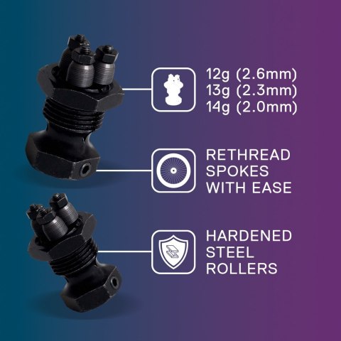 Głowica do gwintowania szprych WELDTITE CYCLO SPOKE THREAD ROLLING MACHINE HEAD (12g / 2.6mm) (NEW) Głowica do gwintowania szprych WELDTITE CYCLO SPOKE THREAD ROLLING MACHINE HEAD (12g / 2.6mm) (NEW)