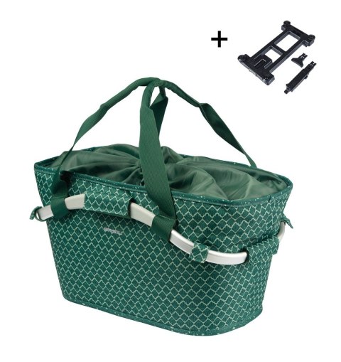 Kosz na bagażnik BASIL FLAIR CARRY ALL REAR BASKET, MIK z adapterem do mocowania (ready to go), 22L, Wodoodporna, Green (NEW 202 Kosz na bagażnik BASIL FLAIR CARRY ALL REAR BASKET, MIK z adapterem do mocowania (ready to go), 22L, Wodoodporna, Green (NEW 202