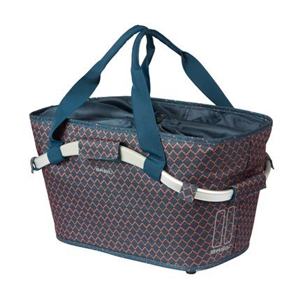 Kosz na bagażnik BASIL FLAIR CARRY ALL REAR BASKET, MIK z adapterem do mocowania (ready to go), 22L, Wodoodporna, Navy (NEW 2025 Kosz na bagażnik BASIL FLAIR CARRY ALL REAR BASKET, MIK z adapterem do mocowania (ready to go), 22L, Wodoodporna, Navy (NEW 2025