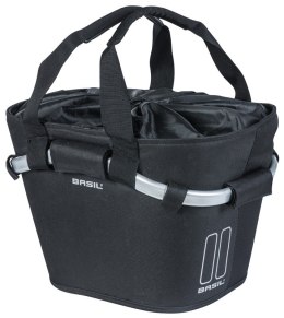 Kosz przedni na kierownicę BASIL CLASSIC CARRY ALL FRONT BASKET KF 15L, czarny + Płytka mocująca do kosza BASIL KLICKFIX ADAPTER