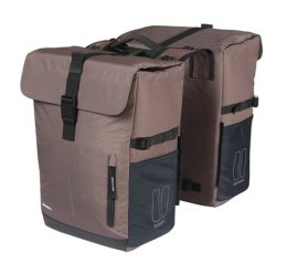 Sakwy BASIL MOVE DOUBLE BICYCLE BAG, MIK z adapterem do mocowania (ready to go), 30L, Wodoodporna, Brown (NEW 2025)