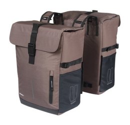 Sakwy BASIL MOVE DOUBLE BICYCLE BAG, UNIVERSAL BRIDGE, 30L, Wodoodporna, Brown (NEW 2025)