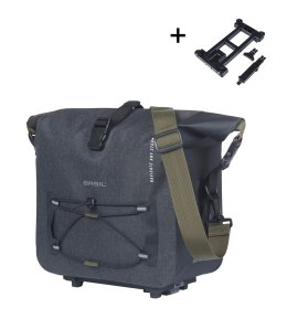 Torba na bagażnik BASIL NAVIGATOR STORM, MIK z adapterem do mocowania (ready to go), 13L, Wodoodporna, Czarna (NEW 2025)