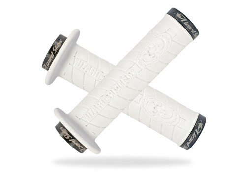 Chwyty kierownicy LIZARDSKINS LOGO FLANGE LOCK-ON klamry czarne 143mm białe (DWZ) Chwyty kierownicy LIZARDSKINS LOGO FLANGE LOCK-ON klamry czarne 143mm białe (DWZ)