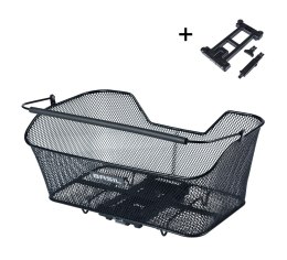 Kosz na bagażnik BASIL BASE XL REAR BASKET, MIK z adapterem do mocowania (ready to go), Stalowy, Black (Eco Bottom) (NEW 2025)