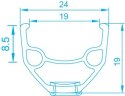 Obręcz mtb/trekking ALEXRIMS EN24, H. tarczowy, Stożek 19mm, 29" 622-19, 32 otwory, Kapslowana, Czarna, Waga 500g (NEW)