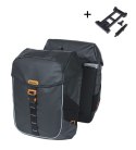 Sakwa miejska podwójna BASIL MILES TARPAULIN DOUBLE PANNIER BAG MIK 34L, MIK System (ready to go), 100% wodoodporna black orange