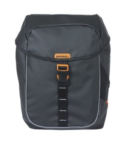 Sakwa miejska podwójna BASIL MILES TARPAULIN DOUBLE PANNIER BAG MIK 34L, MIK System (ready to go), 100% wodoodporna black orange