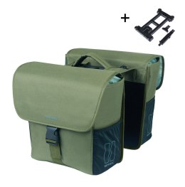 Sakwy BASIL GO DOUBLE BAG, MIK z adapterem do mocowania (ready to go), 32L, Dark Green (NEW 2025)