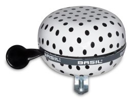 Dzwonek rowerowy BASIL BIG BELL POLKADOT 80mm, white/black dots (NEW)