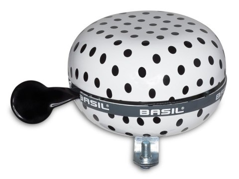 Dzwonek rowerowy BASIL BIG BELL POLKADOT 80mm, white/black dots (NEW)