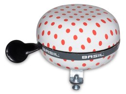 Dzwonek rowerowy BASIL BIG BELL POLKADOT 80mm, white/red dots (NEW)