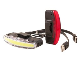 Zestaw lampki SPANNINGA ARCO usb przód 80 lumenów, ARCO usb tył 30 lumenów czarna (NEW)