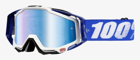 Gogle 100% RACECRAFT COBALT BLUE (Szyba Niebieska Lustrzana Anti-Fog, LT 53%+/-5% + Szyba Przezroczysta Anti-Fog, LT 88%-92% + 1