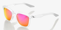Okulary 100% HUDSON Matte Translucent Crystal Clear - Purple Multilayer Mirror Lens (Szkła Fioletowe Lustrzane Wielowarstwowe, L