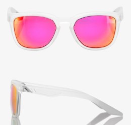 Okulary 100% HUDSON Matte Translucent Crystal Clear - Purple Multilayer Mirror Lens (Szkła Fioletowe Lustrzane Wielowarstwowe, L