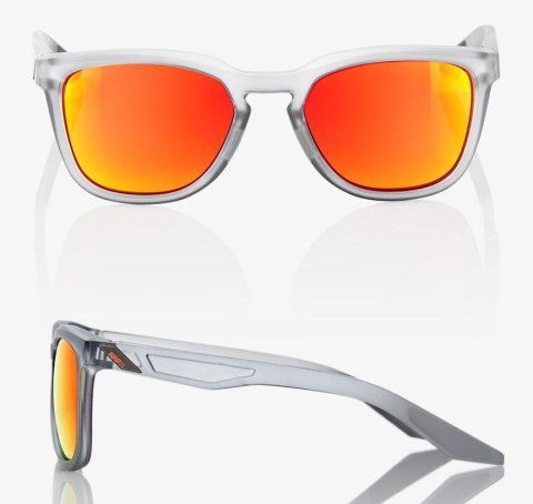 Okulary 100% HUDSON Soft Tact Translucent Crystal Grey - HiPER Red Multilayer Mirror Lens (Szkła Czerwone Lustrzane Wielowarstwo Okulary 100% HUDSON Soft Tact Translucent Crystal Grey - HiPER Red Multilayer Mirror Lens (Szkła Czerwone Lustrzane Wielowarstwo