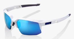 Okulary 100% SPEEDCOUPE Matte White - HiPER Blue Multilayer Mirror Lens (Szkła Niebieskie Lustrzane Wielowarstwowe, LT 12% + Szk