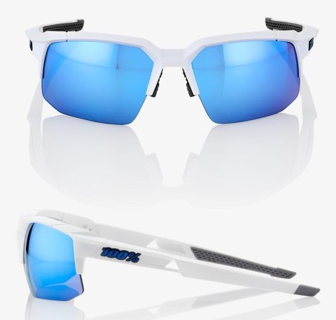 Okulary 100% SPEEDCOUPE Matte White - HiPER Blue Multilayer Mirror Lens (Szkła Niebieskie Lustrzane Wielowarstwowe, LT 12% + Szk Okulary 100% SPEEDCOUPE Matte White - HiPER Blue Multilayer Mirror Lens (Szkła Niebieskie Lustrzane Wielowarstwowe, LT 12% + Szk