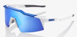 Okulary 100% SPEEDCRAFT SL Matte White/Metallic Blue - HiPER Blue Multilayer Mirror Lens (Szkła Niebieskie Lustrzane Wielowarstw