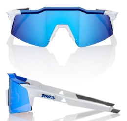 Okulary 100% SPEEDCRAFT SL Matte White/Metallic Blue - HiPER Blue Multilayer Mirror Lens (Szkła Niebieskie Lustrzane Wielowarstw