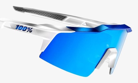 Okulary 100% SPEEDCRAFT SL Matte White/Metallic Blue - HiPER Blue Multilayer Mirror Lens (Szkła Niebieskie Lustrzane Wielowarstw Okulary 100% SPEEDCRAFT SL Matte White/Metallic Blue - HiPER Blue Multilayer Mirror Lens (Szkła Niebieskie Lustrzane Wielowarstw