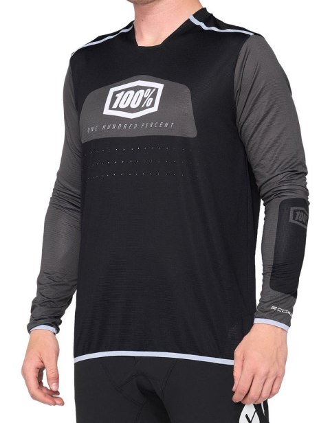 Koszulka męska 100% R-CORE X Jersey długi rękaw black white roz. M (WYPRZEDAŻ -50%)