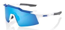 Okulary 100% SPEEDCRAFT SL Matte White/Metallic Blue - HiPER Blue Multilayer Mirror Lens (Szkła Niebieskie Lustrzane Wielowarstw