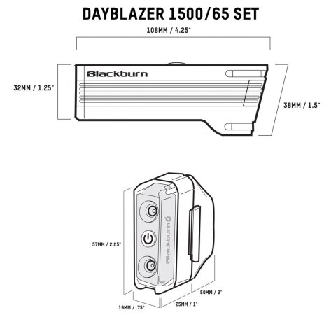 Zestaw lampki BLACKBURN DAYBLAZER przód 1500 lumenów, tył 65 lumenów (NEW) => zamiennik BBN-7163191 (NEW 2025) Zestaw lampki BLACKBURN DAYBLAZER przód 1500 lumenów, tył 65 lumenów (NEW) => zamiennik BBN-7163191 (NEW 2025)
