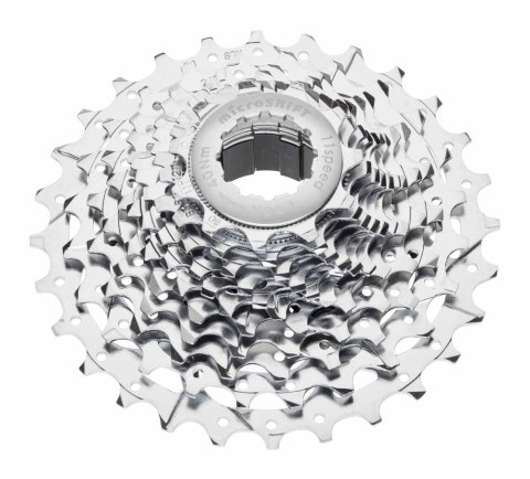 Kaseta MICROSHIFT XLE 10.rzędowa, Stalowa, Kompatybilna z Shimano, 11-13-15-17-19-21-24-28-32-36, Chrom, Mocowanie Spider(Al.) (