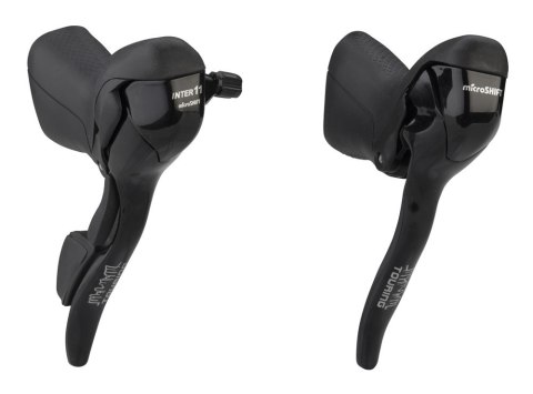 Klamkomanetki MICROSHIFT INTER 11 TOURING, Para, 11.rzędowe, Kompatybilne z Shimano, Dual Control, Lewa Klamka Tylko z Dźwignią 