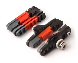 Klocki hamulcowe CLARKS CPS240B dla Shimano/Avid/Tektro, 55mm, Warunki Suche i Mokre, Szosa, Czarne z czarno-czerwono-szarymi ok