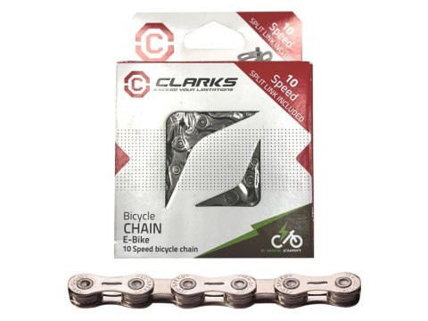 Łańcuch rowerowy CLARKS C12E, 12-rzędowy, 138 ogniw, Spinka, Niklowany, Do rowerów elektrycznych E-BIKE, Srebrny (NEW 2025) Łańcuch rowerowy CLARKS C12E, 12-rzędowy, 138 ogniw, Spinka, Niklowany, Do rowerów elektrycznych E-BIKE, Srebrny (NEW 2025)